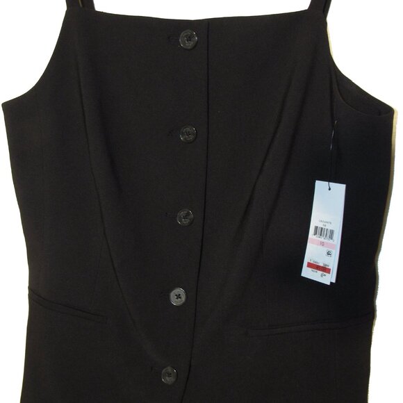DKNY Womens Tailored Designer Sleeveless Square-Neck Vest Layering Top Black NWT - Picture 7 of 7